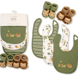 Baby Boys Bib Socks Set Safari