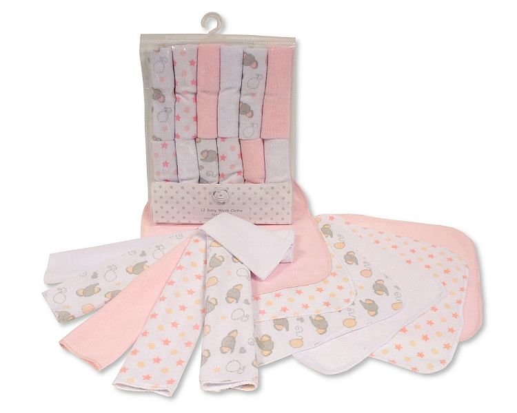 Buy Baby 12 Pieces Wash Cloth Pink Colour In Uk