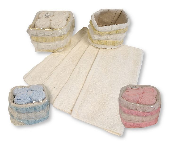 Buy Baby 4 Pack Cotton Wash Cloths In Basket