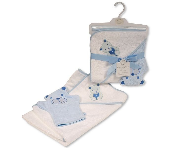 Buy Baby Boys Hooded Towel And Baby Boys Wash Mitten Uk