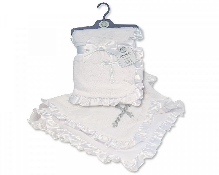 Buy Baby Christening Wrap With Satin Lace Border Online In Uk