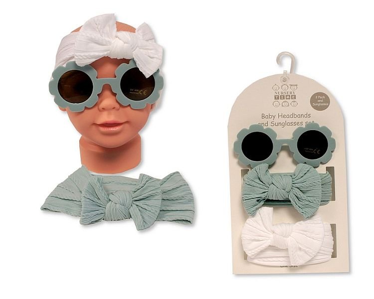 Buy Baby Girls 2 Headbands And Sunglasses Sage Online In Uk