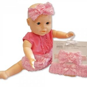 Buy Baby Girls Cotton Nappy Cover And Headband Set Online