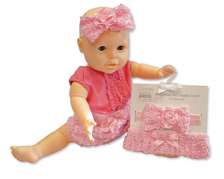 Buy Baby Girls Cotton Nappy Cover And Headband Set Online