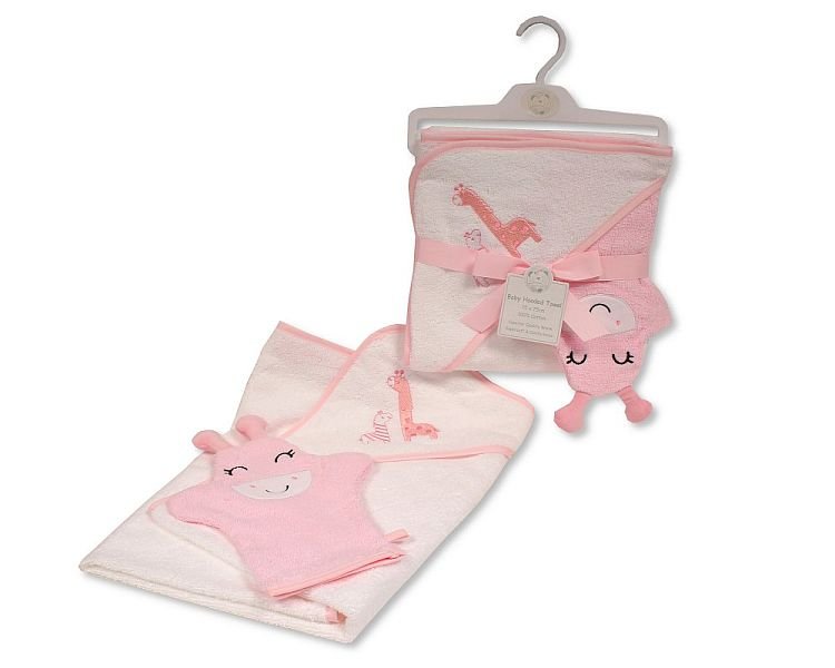 Buy Baby Girls Hooded Towel And Baby Girls Wash Mitten Uk