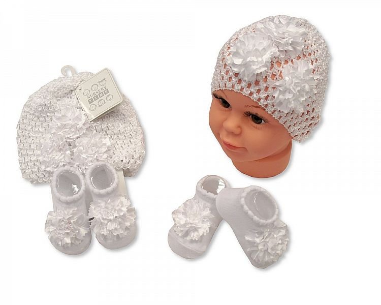 Buy Baby Hat And Booties Set White Colour Online In Uk