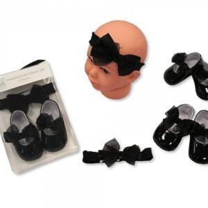 Buy Baby Headband And Shoes Set Black Colour Online In Uk