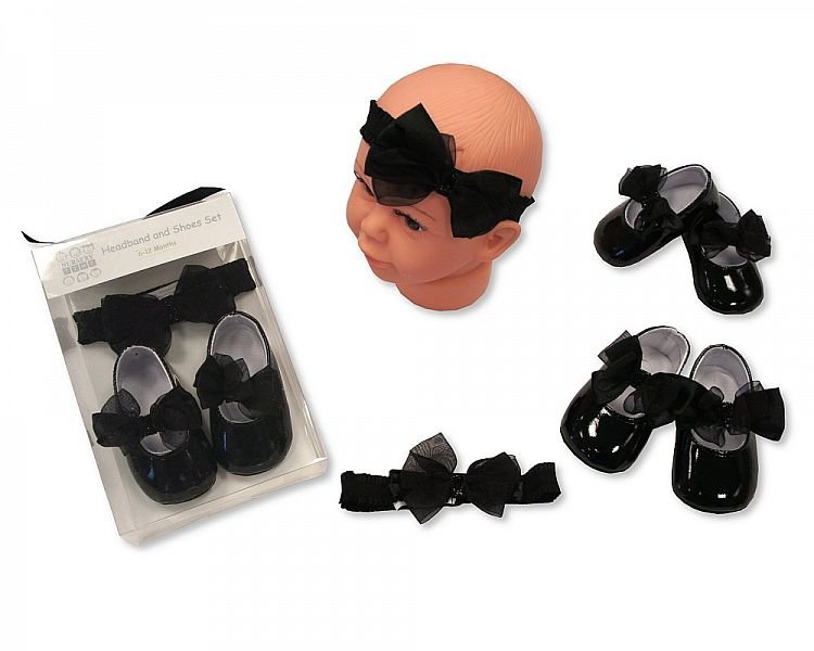 Buy Baby Headband And Shoes Set Black Colour Online In Uk