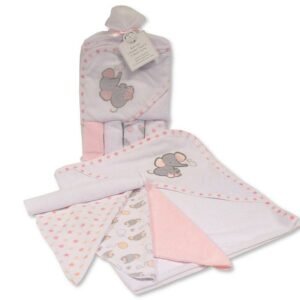 Buy Baby Hooded Towel And Buy Wash Cloths Set Pink Colour