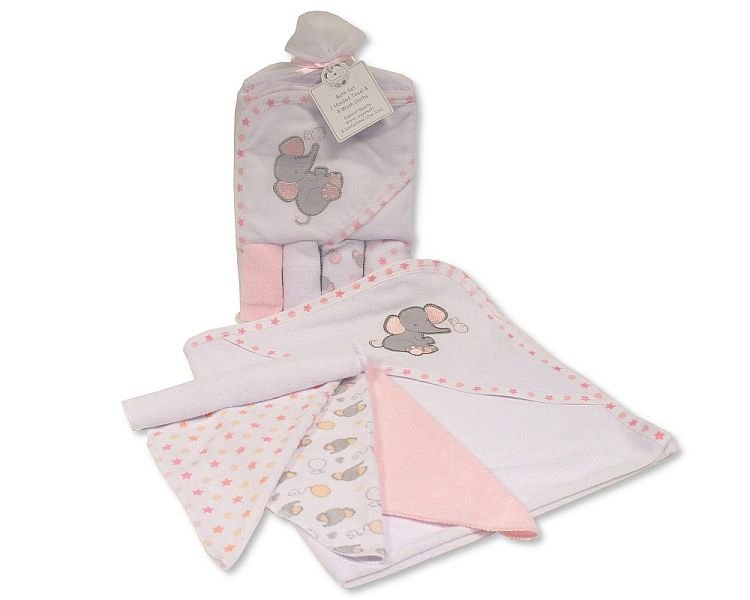 Buy Baby Hooded Towel And Buy Wash Cloths Set Pink Colour
