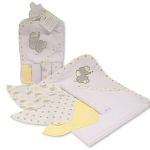 Buy Baby Hooded Towel And Wash Cloths Lemon Colour In Uk