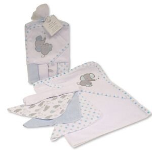 Buy Baby Hooded Towel And Wash Cloths Set Sky Colour In Uk