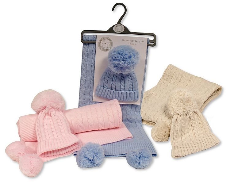 Buy Baby Pompom Wrap And Hat Set