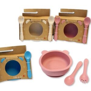 Buy Baby Silicone Bowl, Fork Spoon Set Teddy