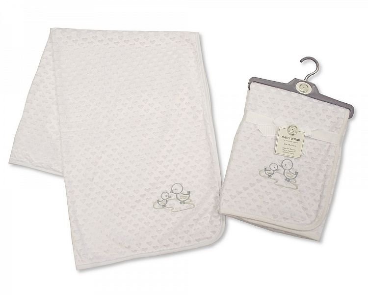 Buy Baby Wrap White With Hearts Pattern Embroidery Online