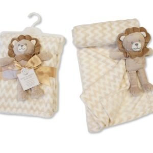 Baby Zig-Zag Blanket with Lion Toy